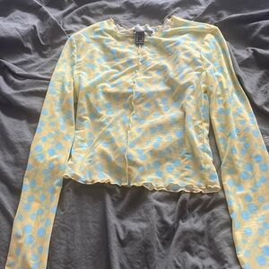 Size small, yellow and blue, sheer